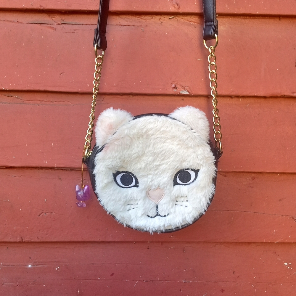 Furry Cat Face Crossbody Bag